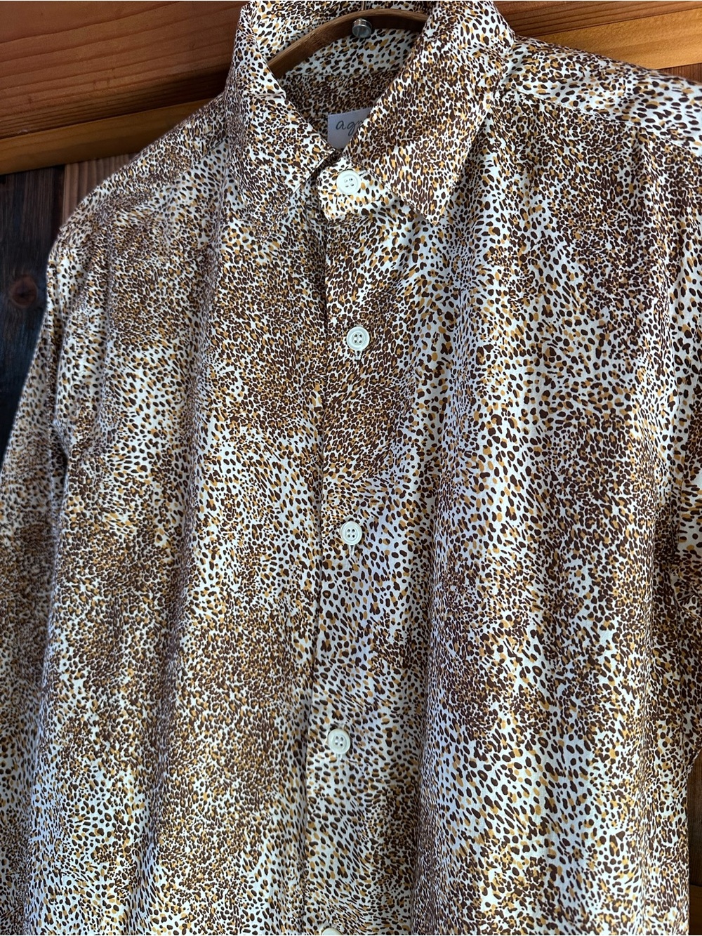 Aris Men’s Speckled Brown Button-Front Shirt Jacket - Picture 3 of 5